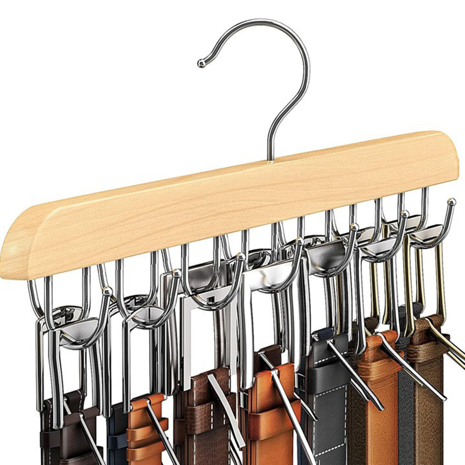 Men'S Accessories Organizer For Wardrobe - Houten Riem Rek Vrouwen Opberghangers Voor