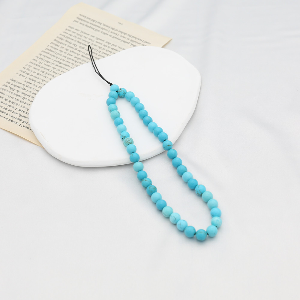 Men'S Accessories Chain - 8Mm Blauw Turquoise Kralen Mobiele Telefoon