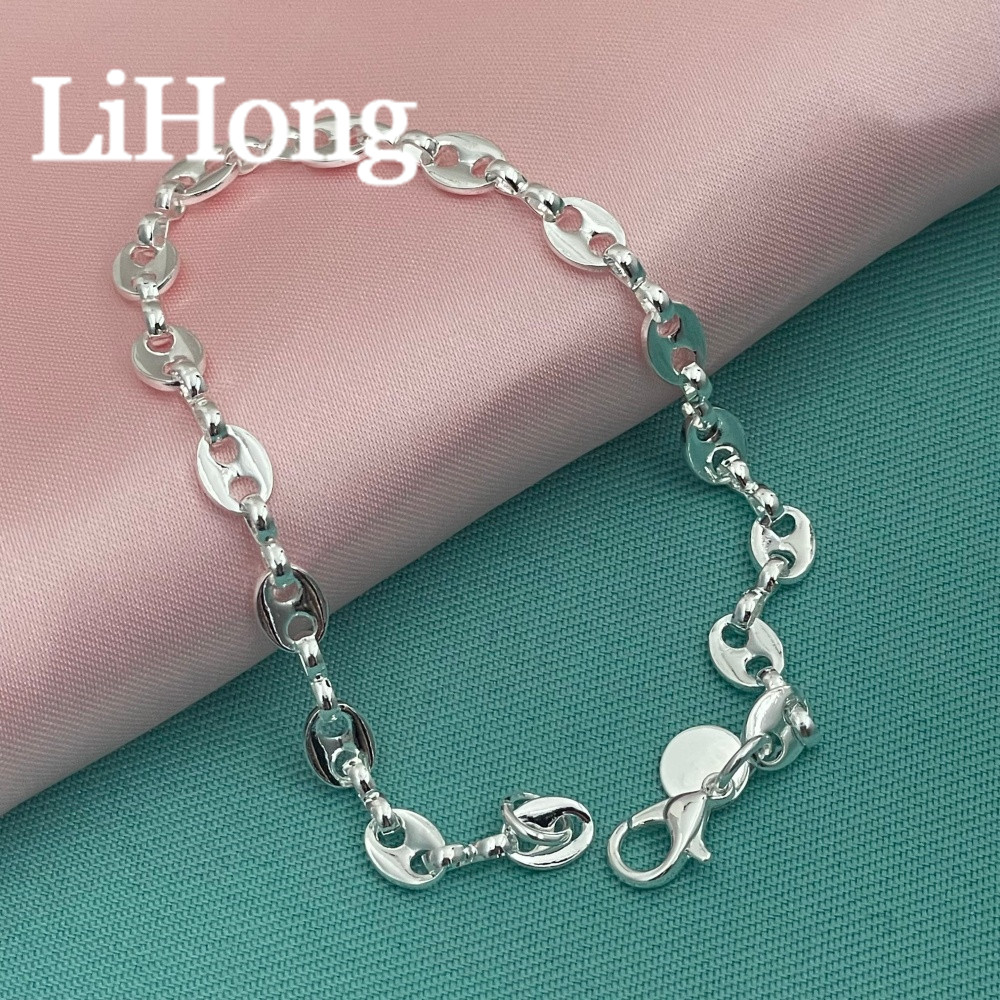 Men Accessories Chain And Bracelet - Lihong 925 sterling zilveren elliptische kettingarmband