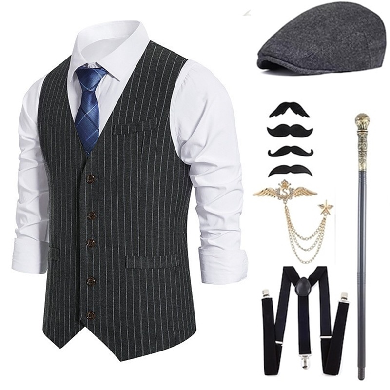 Men'S Accessories In The 1920S - Heren gangsterkostuum en accessoireset Steampunk vest