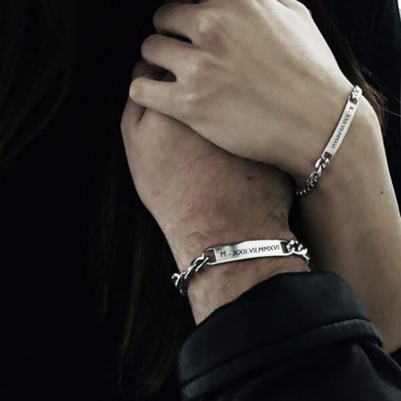Men Accessories Chain And Bracelet - Plaat Id Tag Bar Armband Cubaanse