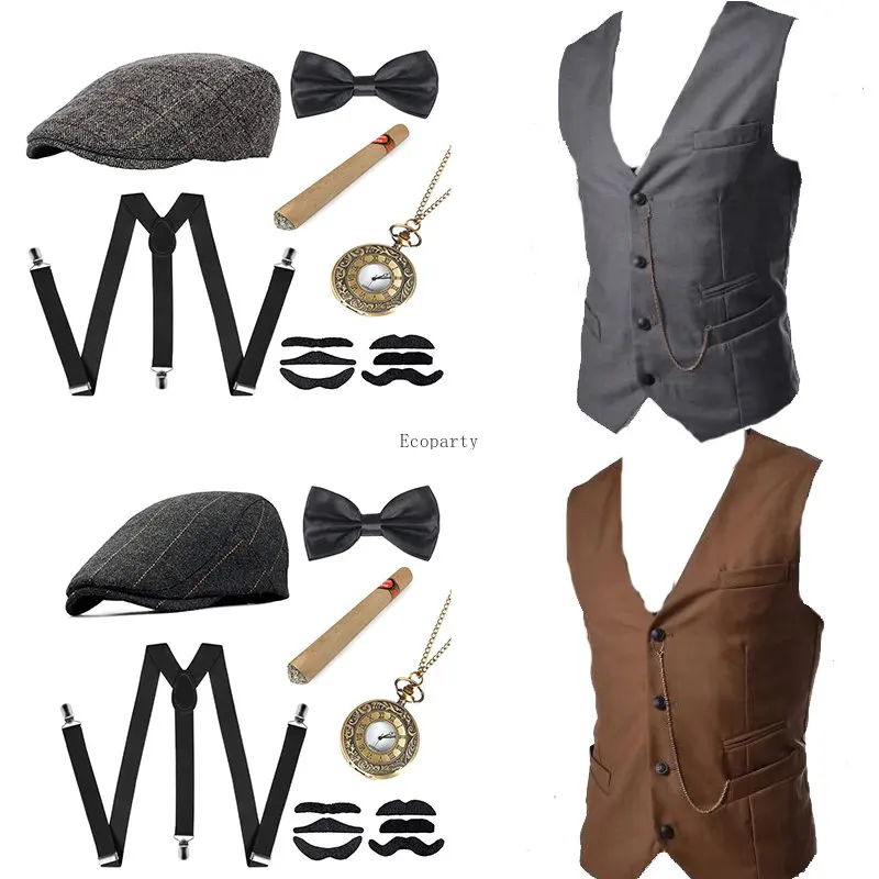 Men'S Accessories In The 1920S - Heren gangsterkostuum en accessoireset Steampunk vest