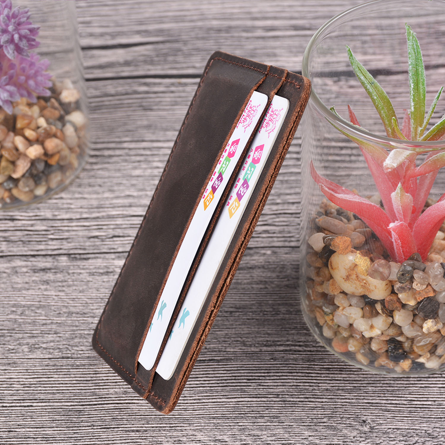 Money Clip Slim - Handgemaakte vintage unisex mini-kaartportemonnee - ultradunne