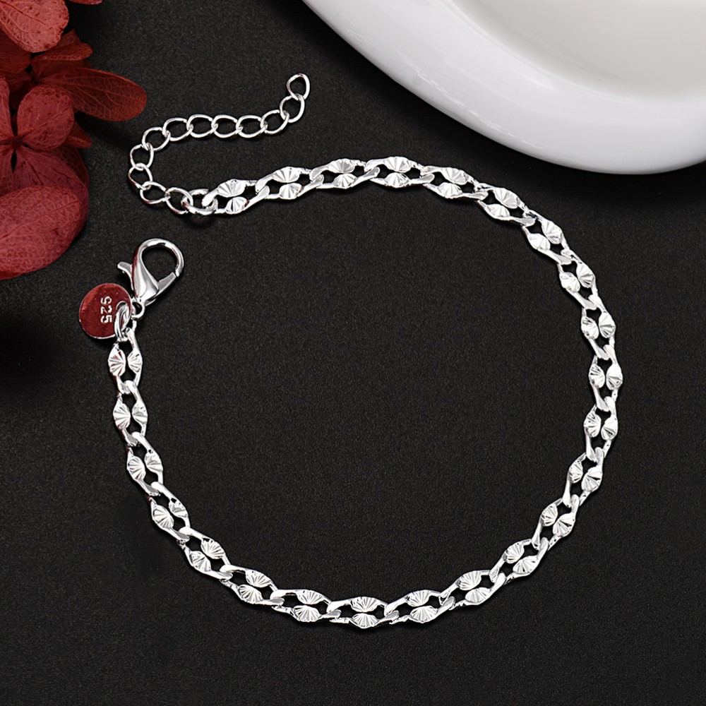 Men Accessories Chain And Bracelet - 925 Sterling Zilver mooie 4MM kettingarmbanden