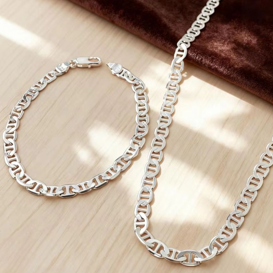 Men Accessories Chain And Bracelet - Nieuwe 925 sterling zilveren 6MM mode