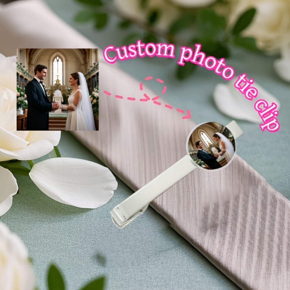 Men Accessories Photos - Aangepaste foto gegraveerde tekst stropdasclip, gepersonaliseerde